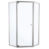 Foundations 38 in. W x 74 in. H Neo-Angle Pivot Framed Corner Shower Enclosure in Chrome