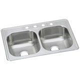 Dayton Drop-In Stainless Steel 33 in. 4-Hole 50/50 Double Bowl Kitchen Sink