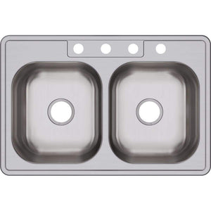 Dayton Drop-In Stainless Steel 33 in. 4-Hole 50/50 Double Bowl Kitchen Sink