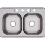 Dayton Drop-In Stainless Steel 33 in. 4-Hole 50/50 Double Bowl Kitchen Sink