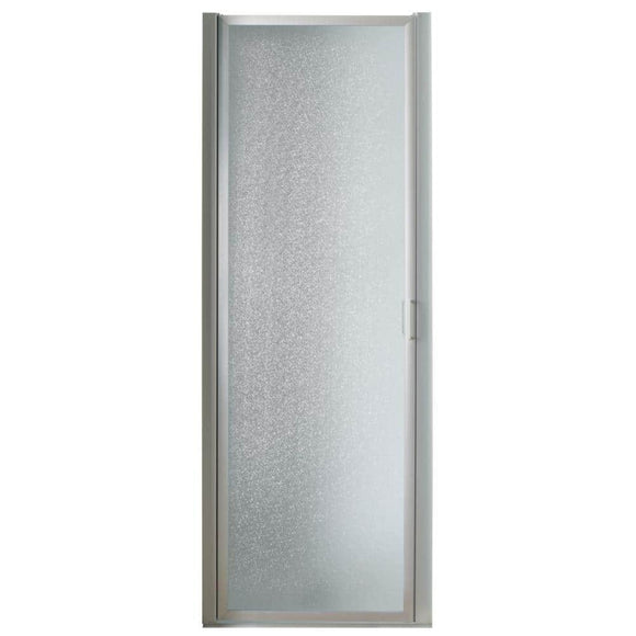 34 in. x 63-3/4 in. Framed Pivot Shower Door in Chrome with Rain Glass