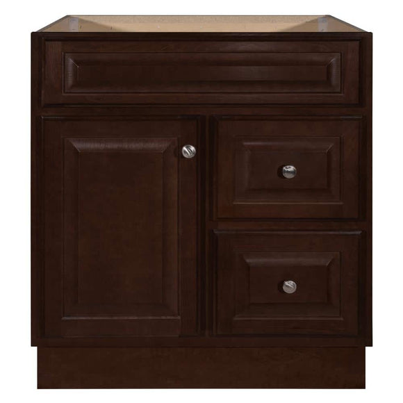 Hampton 30 in. W x 21 in. D x 33.5 in. H Bath Vanity Cabinet without Top in Cognac