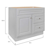 Hampton 36 in. W x 21 in. D x 33.5 in. H Bath Vanity Cabinet without Top in Dove Gray