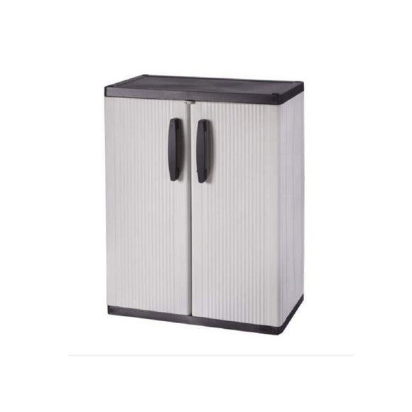 HDX Plastic Freestanding Garage Base Cabinet 27 in. W x 39 in. H x 15 in. D in Gray