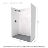 60 in. L x 32 in. Wx84 in. H Alcove Solid Composite Stone Shower Kit w/ Gr Picket Walls and L/R Graphite Sand Shower Pan