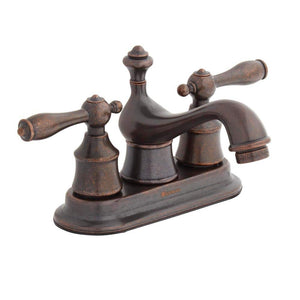 Estates 4 in. Centerset 2-Handle Low-Arc Bathroom Faucet with Pop-Up Assembly in Heritage Bronze