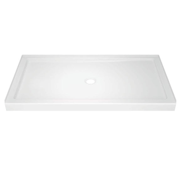 Classic 400 60 in. L x 32 in. W Alcove Shower Pan Base with Center Drain in High Gloss White