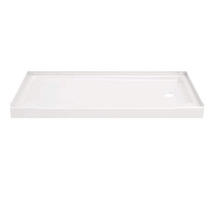 Classic 500 60 in. L x 30 in. W Alcove Shower Pan Base with Right Drain in High Gloss White