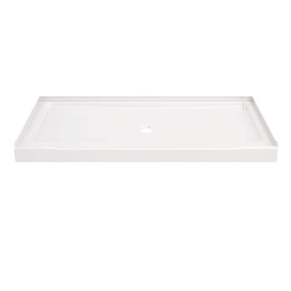 Classic 500 60 in. L x 32 in. W Alcove Shower Pan Base with Center Drain in High Gloss White