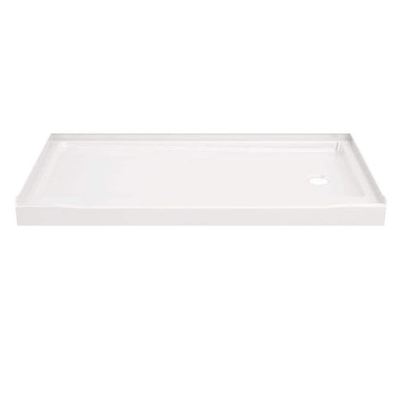 Classic 500 60 in. L x 32 in. W Alcove Shower Pan Base with Right Drain in High Gloss White