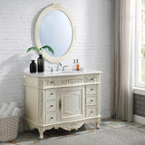 Winslow 45 in. W x 22 in. D x 35 in. H Single Sink Freestanding Bath Vanity in Antique White with White Marble Top