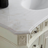 Winslow 45 in. W x 22 in. D x 35 in. H Single Sink Freestanding Bath Vanity in Antique White with White Marble Top