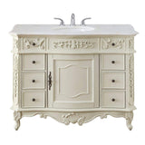 Winslow 45 in. W x 22 in. D x 35 in. H Single Sink Freestanding Bath Vanity in Antique White with White Marble Top