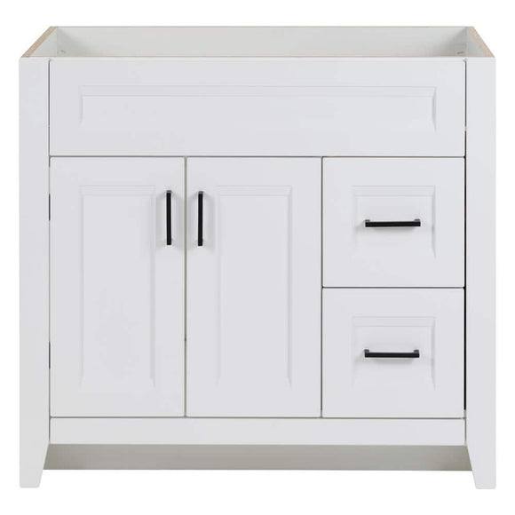 Ridge 36 in. W x 22 in. D x 34 in. H Bath Vanity Cabinet without Top in White