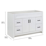 Ridge 48 in. W x 21.6 in. D x 34 in. H Bath Vanity Cabinet without Top in White