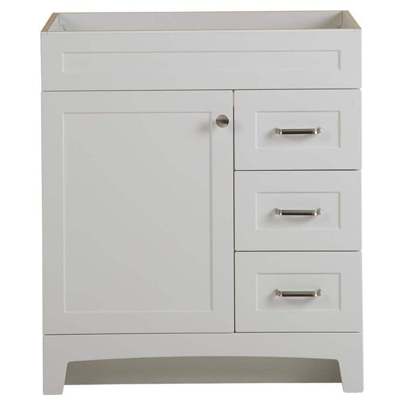 Thornbriar 30 in. W x 22 in. D x 34 in. H Right Side Drawers Vanity Cabinet without Top in Polar White