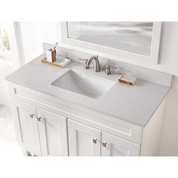 49 in. W x 22 in D Engineered Stone White Rectangular Single Sink Vanity Top in Snowstorm