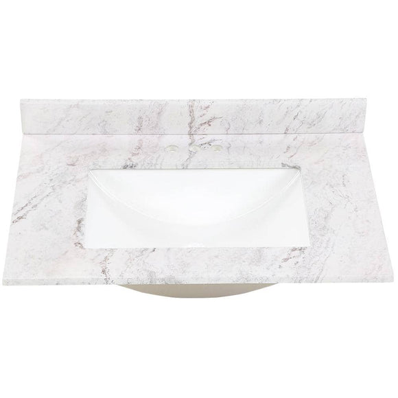 31 in. W x 22 in. D Engineered Stone Composite White Rectangular Single Sink Vanity Top in Lunar