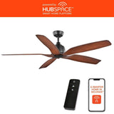 60 in. Sirrine Indoor/Outdoor Matte Black Smart Ceiling Fan with Remote Control Powered by Hubspace