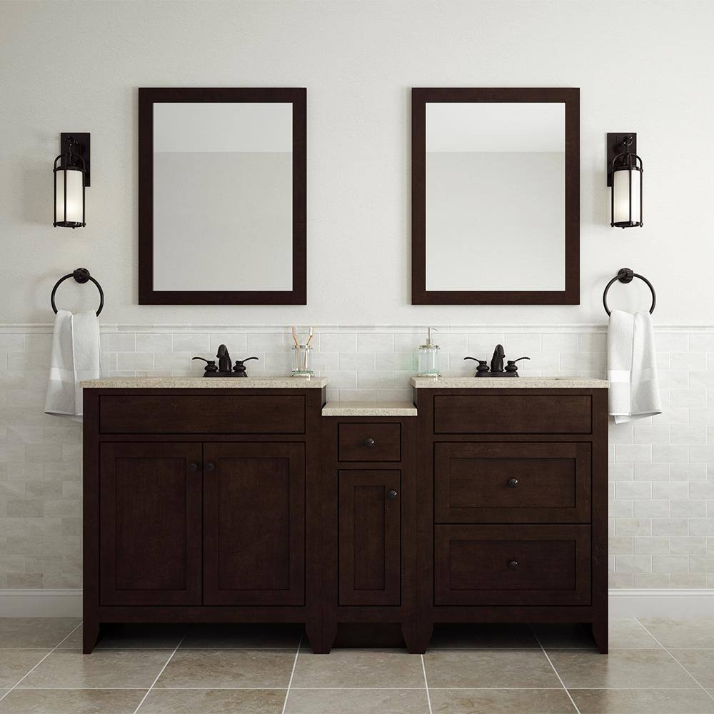 Modular 24 in. x 31 in. Framed Vanity Mirror in Java Modular 24 in. x 31 in. Framed Vanity Mirror in Java