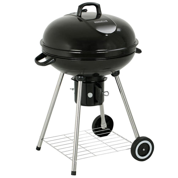 Master Cook 22  Round Portable Charcoal Kettle Grill With 2 Wheels  Black