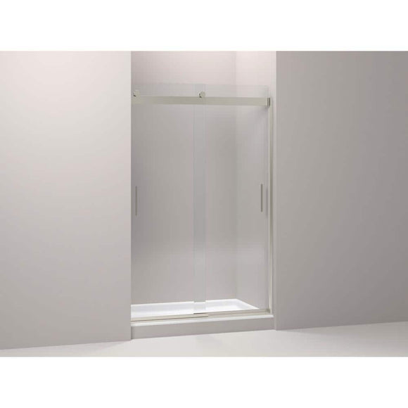 Levity 44-48 in.W x 74 in. H Frameless Sliding Shower Door in Nickel with Blade Handles