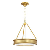 3-Light Liberty Gold Round Pendant with Frosted/Clear Glass