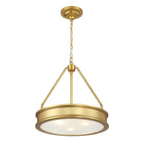 3-Light Liberty Gold Round Pendant with Frosted/Clear Glass