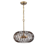 Kala 60-Watt 3-Light Brushed Gold Pendant with Makamae Painted Shade