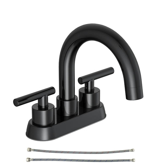 Cartway 4 in. Centerset 2-Handle High-Arc Bathroom Faucet in Matte Black