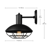 Oliver Matte Black Farmhouse Indoor/Outdoor 1-Light Wall Sconce with Caged Shade