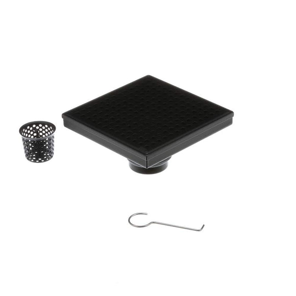 Designline 6 in. x 6 in. Stainless Steel Square Shower Drain with Square Pattern Drain Cover in Matte Black