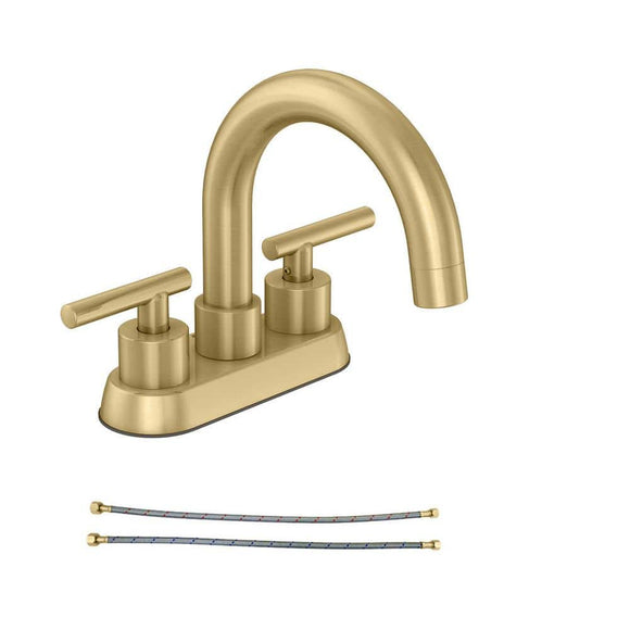 Cartway 4 in. Centerset 2-Handle High-Arc Bathroom Faucet in Matte Gold