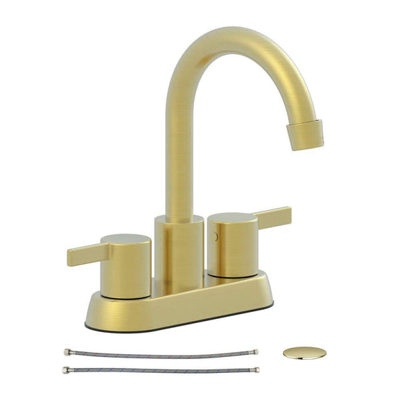 Garrick 4 in. Centerset 2-Handle High-Arc Bathroom Faucet in Matte Gold