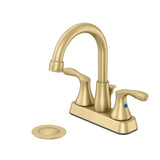 Deveral 4 in. Centerset 2-Handle High-Arc Bathroom Faucet in Matte Gold