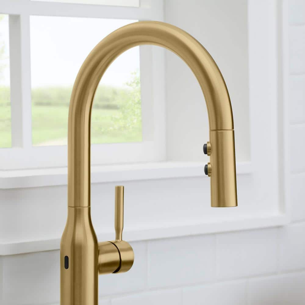 Upson Single-Handle Pull-Down Sprayer Kitchen Faucet in Matte Gold Upson Single-Handle Pull-Down Sprayer Kitchen Faucet in Matte Gold
