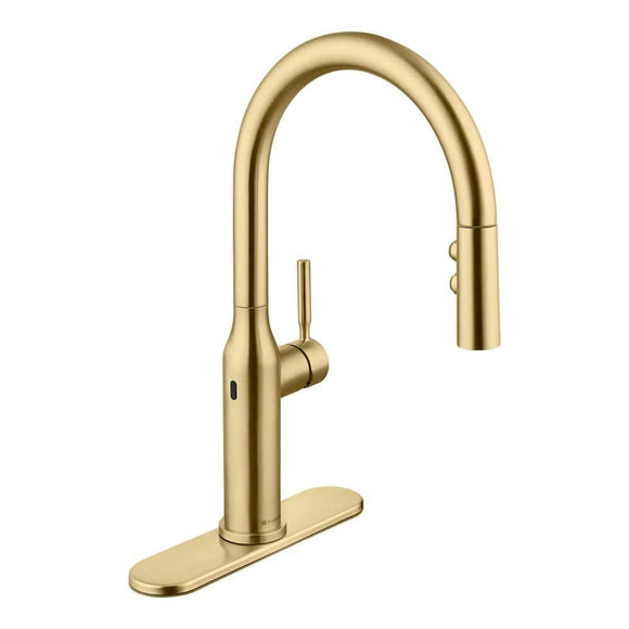 Upson Touchless Single-Handle Pull-Down Sprayer Kitchen Faucet With Soap Dispenser in Matte Gold