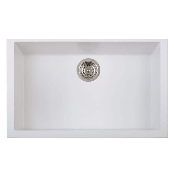 One Undermount Granite Composite 30 in. Single Bowl Kitchen Sink in Milk White