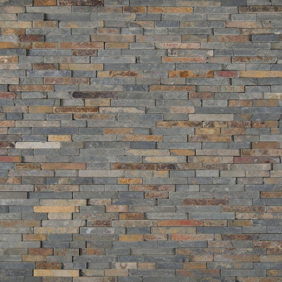 Rustique Interlocking 8.25 in. x 18 in. Textured Slate Floor and Wall Tile (1 sq. ft./Each)