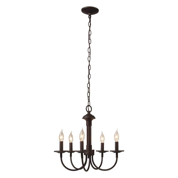 5-Light Oil Rubbed Bronze Candle Farmhouse Chandelier Light Fixture