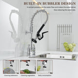 BWE Commercial Restaurant Pull Down 2-Handle Deck Mount Pre-Rinse Spray Utility Kitchen Faucet 8 in. Center in Chrome