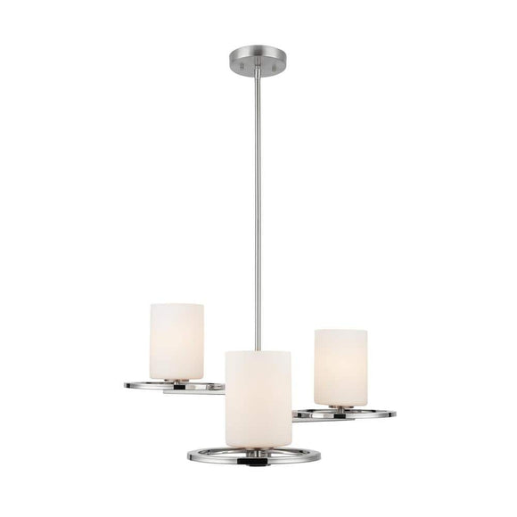 Silas Peak 3-Light Polished Nickel and Brushed Nickel Chandelier