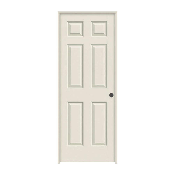 30 in. x 78 in. 6 Panel Colonist Primed Left-Hand Textured Molded Composite Single Prehung Interior Door