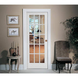 36 in. x 80 in. Left Handed Primed Composite Clear Glass 15 Lite True Divided Single Prehung Interior Door