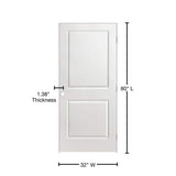 32 in. x 80 in. 2 Panel Left-Handed Primed Composite Hollow Core Single Prehung Interior Door 4-9/16 in. Split Jamb