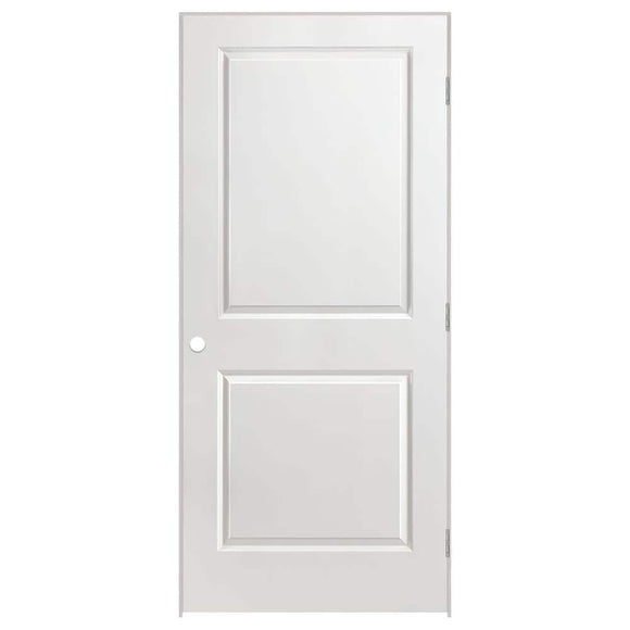 32 in. x 80 in. 2 Panel Left-Handed Primed Composite Hollow Core Single Prehung Interior Door 4-9/16 in. Split Jamb