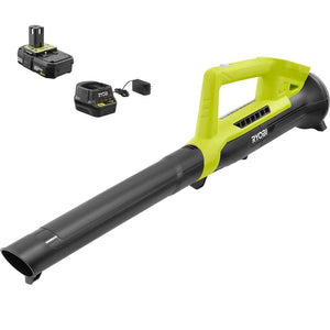 RYOBI ONE+ 18V 90 MPH 200 CFM Cordless Battery Leaf Blower/Sweeper with 2.0 Ah Battery and Charger