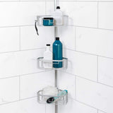 NeverRust Aluminum Tension Corner Shower Caddy in Satin Chrome