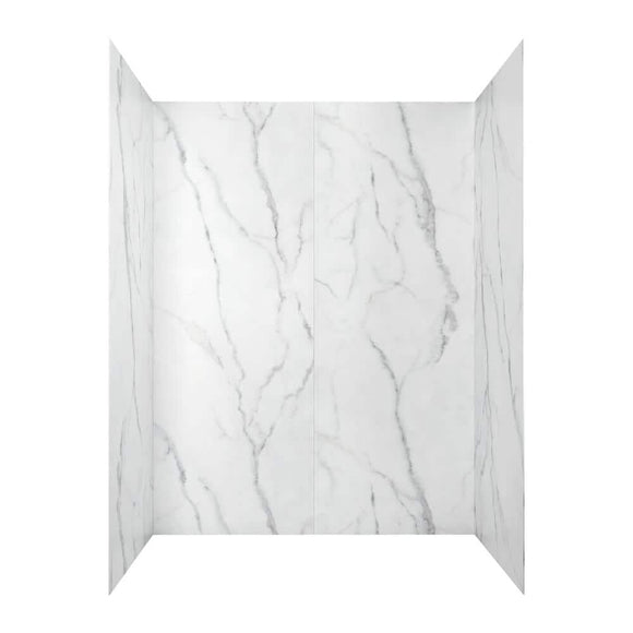 Passage 32 in. x 60 in. x 72 in. 4-Piece Glue-Up Alcove Shower Wall in Serene Marble