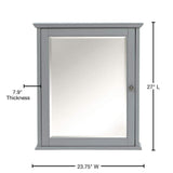 Hamilton 24 in. W x 27 in. H Wall Mirror Cabinet in Grey